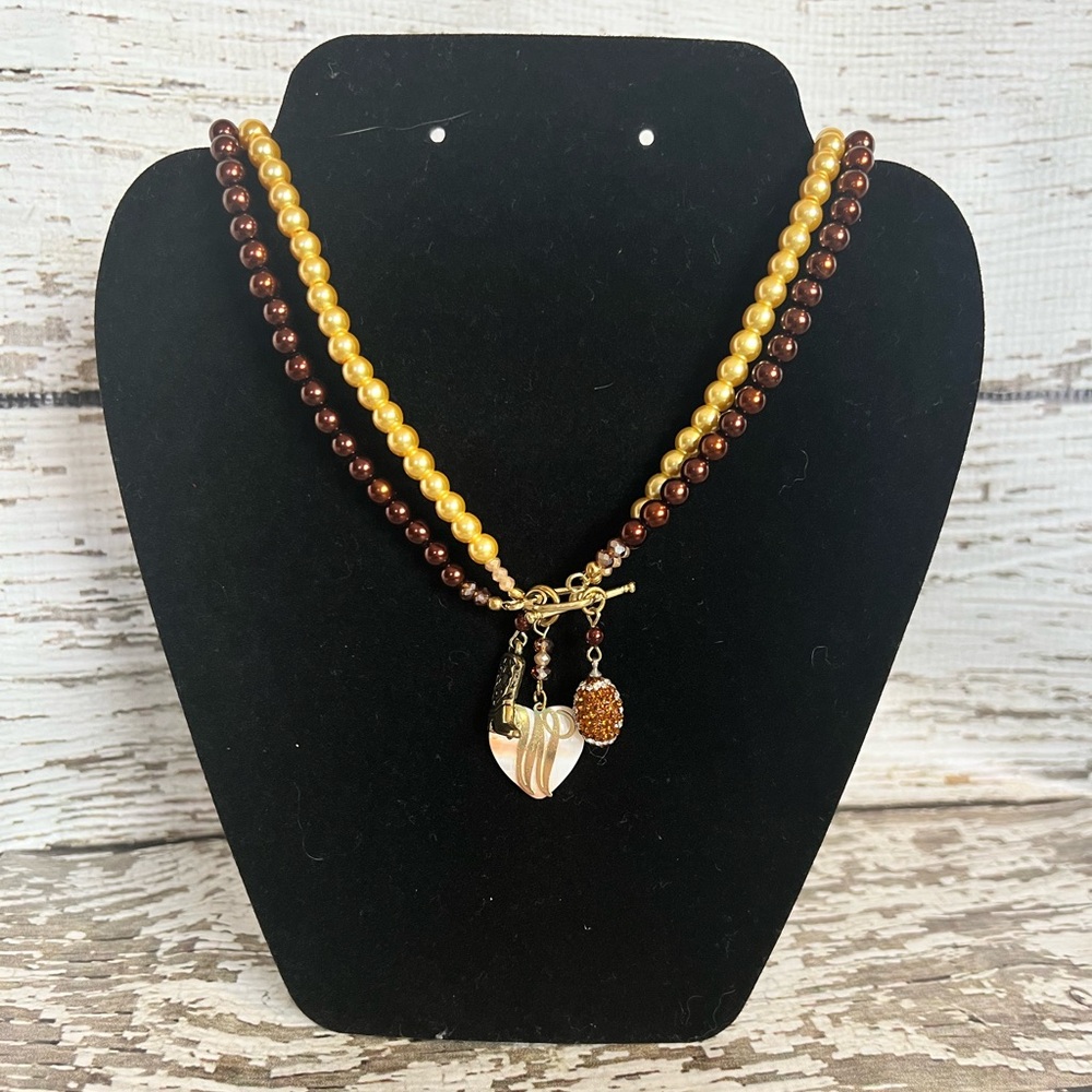 Elegant Brown and Gold Beaded Necklace